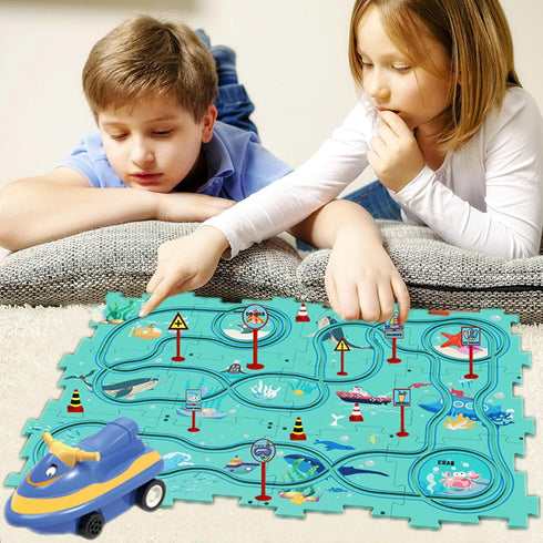Wercow 25Packs Set, Set, Set, Puzzle Racing Children's Racing Track Dinosaur Puzzle Puzzle Racing Track Car Game Puzzle
