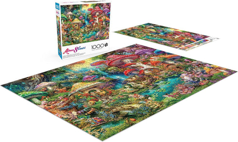 Buffalo Games - Aimee Stewart - Merry Mushroom Village Picnic - 1000 Piece Jigsaw Puzzle for Adults - Finished Puzzle