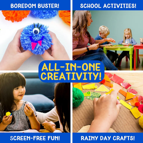Made By Me! Ultimate Jar of Crafts, 200+ Piece Rainbow Craft Supply Bundle, Starter Kit for Kids and Adults