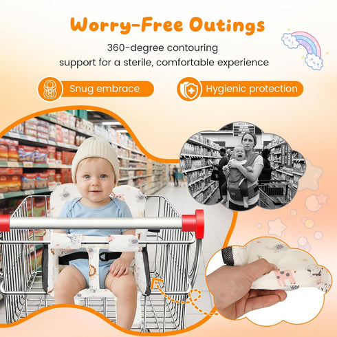 BeesMith Baby Shopping Cart Seat Cover Padded Shopping Cart Seat for Baby, High Chair Cover for Restaurant, Unisex
