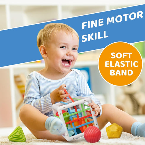 LiKee Toddler Montessori Toys for 1+ Years Old, Baby Infant Toys with 10pcs Sensory Pieces, Shape Sorter for 18+ Months