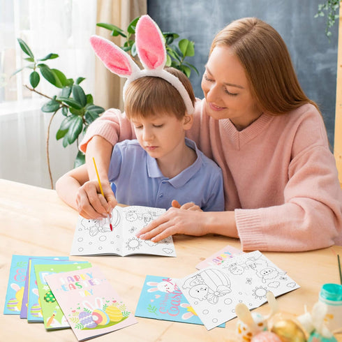 24pcs WATINC Easter Coloring Books, DIY Art Book with Bunny Easter Egg Chick Pattern, Creativity Color Booklet