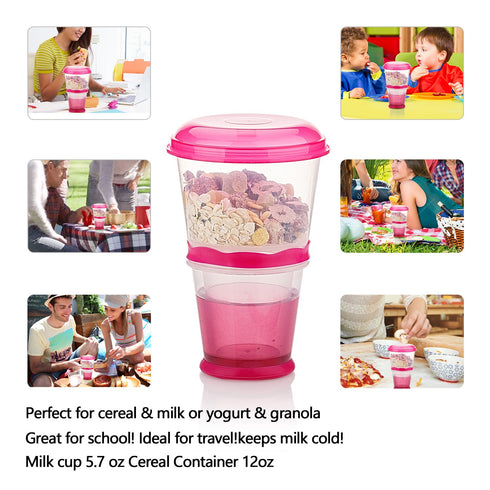 Portable Yogurt and Cereal to-Go Container Cup - Cereal On The Go Cups Breakfast Drink Cups