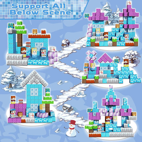 150PCS 3 4 5 6 7 8 9 10 GraceDuck Magnetic Blocks - Magnetic Blocks Build Ice Castle - Magnetics Toys for Montessori