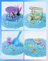 sikmcle Ocean Sensory Bin Blue Moldable Sensory Sand Kit Sandbox with Lid Colorful Plastic Sea Shell Conch Starfish
