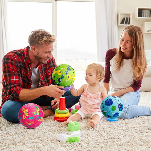 Pack 4 6" Set 1-6, 2 ZOOJOY of Playground Balls, Rubber Bouncy Kickball for Toddlers Ages Indoor & Outdoor Dodgeball