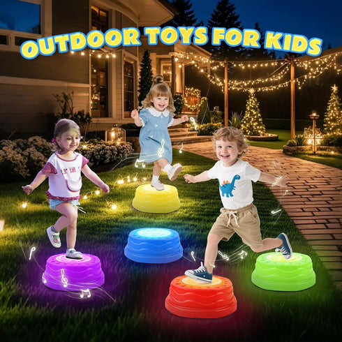 5pcs 3+ Stepping Stones for Kids,Toddler Stepping Stones Indoor & Outdoor, Light up & Music Non-Slip Balance Sensory