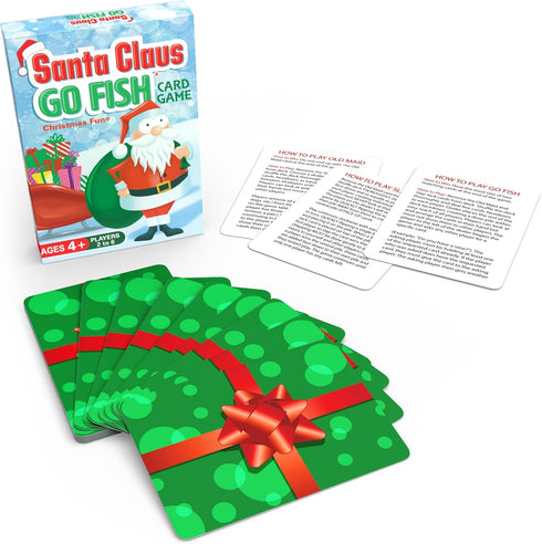Santa Claus GO FISH Card Game, Christmas Gift for Kids 4-8, Matching, Slap Jack & Old Maid