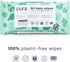 99% 10 Pack 60 (600 Pura Natural Sensitive Baby Wipes, Water, Unscented & Hypoallergenic, Suitable for Sensitive