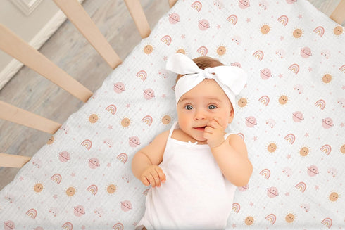 2 100% Mattress(52x 28), TADO MUSLIN Baby Crib Sheets PCS, Organic Cotton Crib Sheet for Standard Crib Fitted and Soft