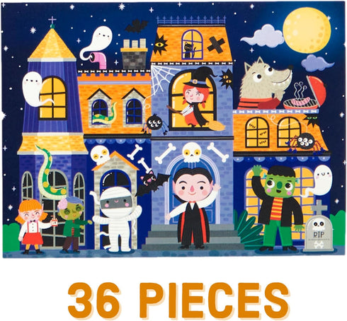 Mudpuppy Spooky House – 36 Piece Jigsaw Puzzle Featuring an Adorable Haunted House with Spooky Friends