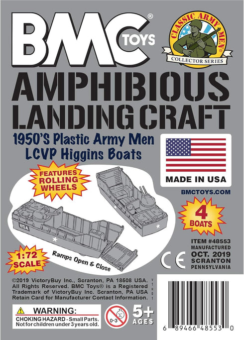 BMC Classic Marx Landing Craft - 4pc Gray Plastic Army Men Boat Vehicles