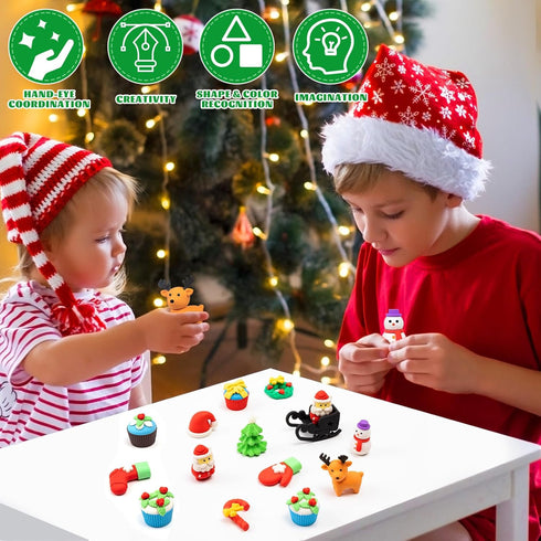 YGAOHF 60 PCS Cute 3D Animal Puzzle Christmas Erasers for Kids Bulk, Desk Pets for Classroom Rewards, Party Favors,