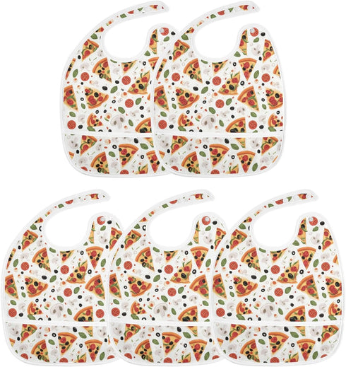 IHCVHQX 1 Pack Baby Feeding Bibs for Boys Girls Pizza Slices Mushrooms Button Newborn Infant Bibs Teething Bib