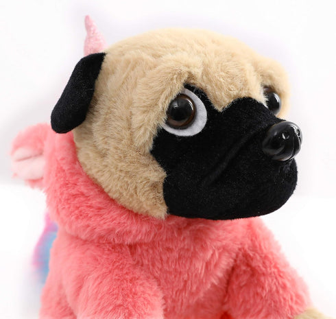 Pug Unicorn Stuffed Animal, Plush Pug Dog in Unicorn Costume, 12 Inch Rainbow Unicorn Plush Toy for Kids