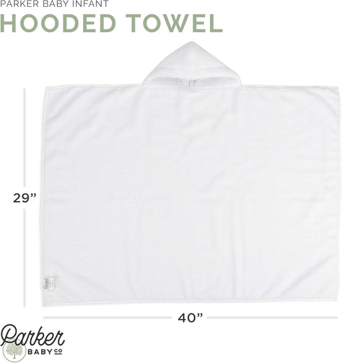 100% Parker Baby Co. Premium Soft Ring Spun Cotton Hooded Toddler and Kid Bath Towel Plush Towel with Hood for Newborns