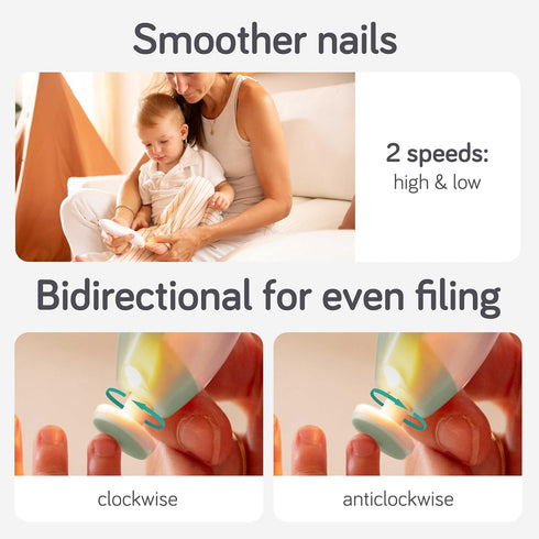 Trimmer 2 6 Cherish Baby Care LED Baby Nail Electric - Auto-Safety Stop Baby Nail Clippers, Bi-Directional Electric