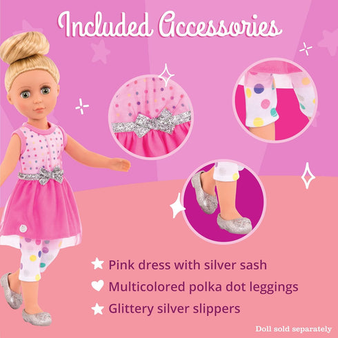 14-Inch 3+ Glitter Girls Doll Clothes & Accessories Stay Sparkly Dress & Leggings Regular Outfit for Girls Years