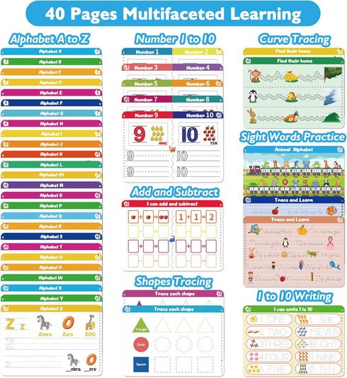3-5, 8 Handwriting Practice Tracing Books for Kids Ages Montessori Preschool Learning Activity, Autism Educational