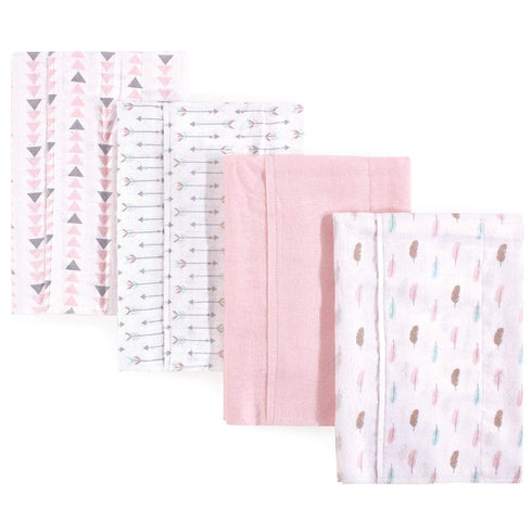 Multipack, 8-Pack, Luvable Friends Cotton Poly Flannel Burp Cloths Girl Feathers One Size