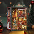 NEXTIPS 3D Book Nook LED Music Christmas Book Nook Kit - Wooden DIY Miniature Store for Shelf Decor