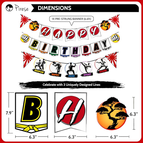 Karate Birthday Party Supplies, Martial Arts Decorations, Happy Birthday Banner, Black Belt Party Decorations