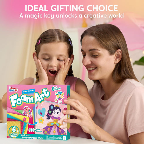 6 800+ 3+, Klever Kits Foam Art Kit for Kids, EVA Foam Stickers with Art Board and Stickers, DIY Arts and Crafts