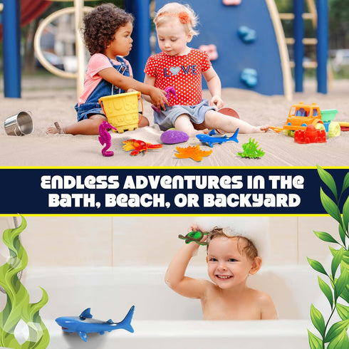 Set (30PCS) Playset Ocean Animal Toy Figures Marine Life Sea Creatures with Sharks, Dolphins, Turtles, Crabs & More