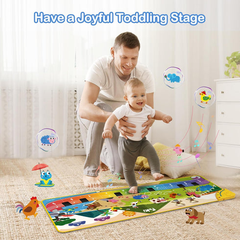 61 1 5 FOKI Toddler Toys Floor Piano Mat with Animal Music Sounds, Baby Kid Sensory Educational Dancing Musical