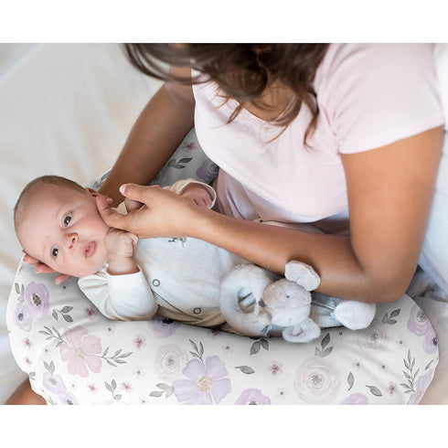 Sweet Jojo Designs Watercolor Floral Nursing Pillow Cover Breastfeeding Pillowcase for Newborn Infant Bottle Breast