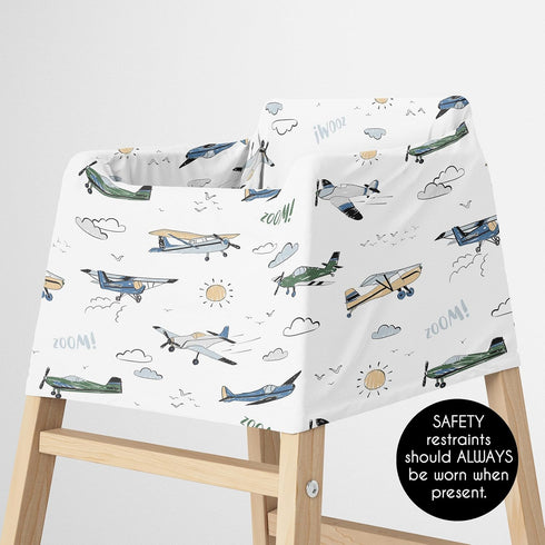 Sweet Jojo Designs Green Vintage Airplane Boy Infant Baby Car Seat Cover for Nursing, Breastfeeding, High Chair