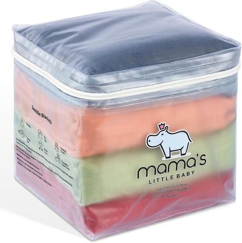 Mama's Muslin Swaddle Blankets for Newborns, Ultra-Soft, Breathable, 100% Cotton Receiving Blanket, 47"x47"- Pack of 4