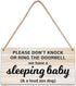 Ycyfckdr Baby Sleeping Sign - Do Not Knock Or Ring Doorbell, Rustic Hanging