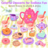 Set 3-5, 23-Piece Set Lajeje Toddler Tea Party for Girls Ages Pretend Play Tea for Kids with Teapot, Cups, Plates