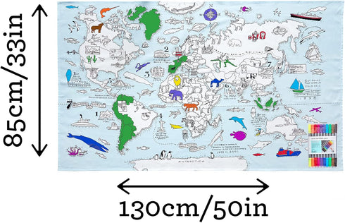 10pcs eatsleepdoodle Coloring World Map Tablecloth for Kids Reusable Washable Activity Table Cover with Washable