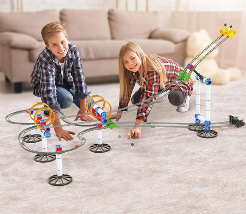 Quercetti Skyrail League Marble Run, 166 Piece Set, Build Parallel Tracks with Loops and Jumps, for Kids Ages 7 Years