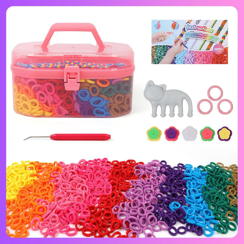 1000+ 7-12 FUNiOi Kids Art and Craft Kit, Rubber Band Bracelet Make Toy, Cat Weaving Comb, Colorful Hair Ties, DIY