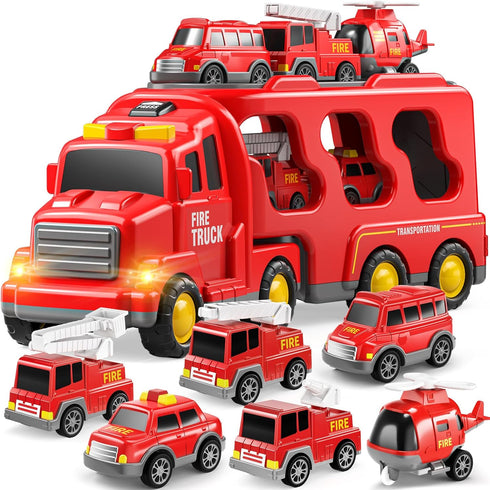 TEMI Toddler Truck Toys for Kids 1-6 Years, 7 Pack Friction Power Vehicle Car Toy, Christmas Birthday Gifts
