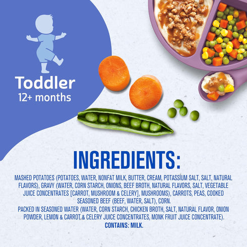 8PK Gerber Toddler Food, Mashed Potatoes & Beef in Gravy, Mealtime for Toddler