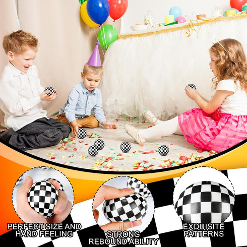12 1.97'' Soulchen Pcs Race Cars Party Favors Stress Balls, Black and White Themed Sensory Fidget Toys Gifts for Kids