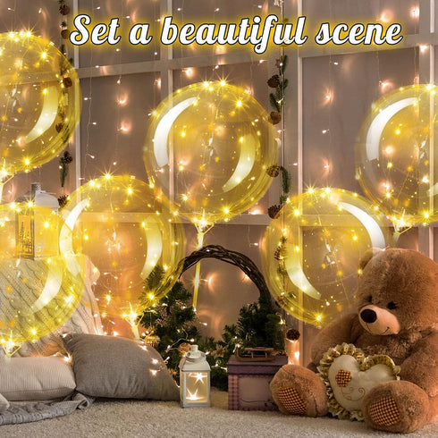30 Pack 20 Inch, 30) Vinsot LED Bobo Balloons Light Up Balloons Clear Helium Bubble Bobo Glow with String Lights