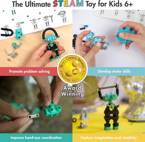 BabaBit Build Your Own Robot Toy Construction Set, Educational STEM Activities Learning Kit, Creative Build and Play Model Kit Steam Toys for 6 7 8 9 10+ Year Old Boys and Girls