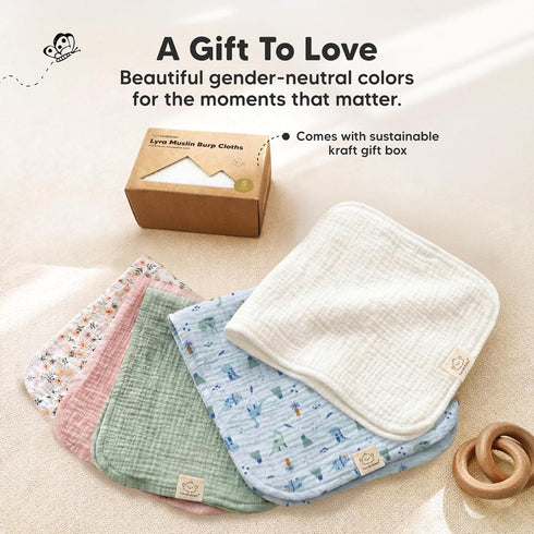 5-Pack 100% 21x10 KeaBabies Organic Muslin Burp Cloths Baby Boy, Girl Cotton Muslin Burping Cloths for Babies, Newborn