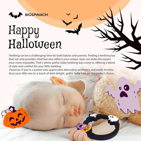 Halloween Baby Toy | Gothic Baby Teether Ring | Baby Stuff Teething Toy (Bat)