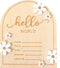 Wooden Hello World for Baby Showers - Newborn Birth Announcement Board,Daisy Wooden