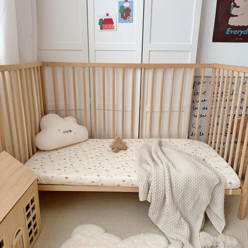 100% 52"x28" 2 Pack BuLuTu Cotton Muslin Crib Sheets for Girls Boys, Soft Breathable Baby Sheets for Standard Crib