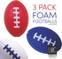3 Pack of Mini Foam Footballs for Kids - Tiny Football 4.75" in Length - Little Toy Football
