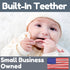 4 Silicone Pacifier Clip with Teething Textures, One-Piece Patented Design, Dishwasher Safe, Secure Plastic Clip, Fits