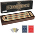 Set 3 9 2 BIVOMON Cribbage Board Game Continuous Track Wooden Board with Magnetic Lock, Metal Pegs, Playing Cards