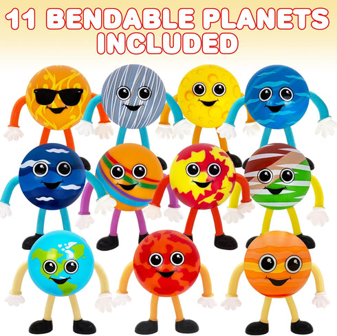 (Set 11) ArtCreativity Bendable Planets of Bendable Planet Toys for Kids, Outer Space Party Favors for Boys & Girls